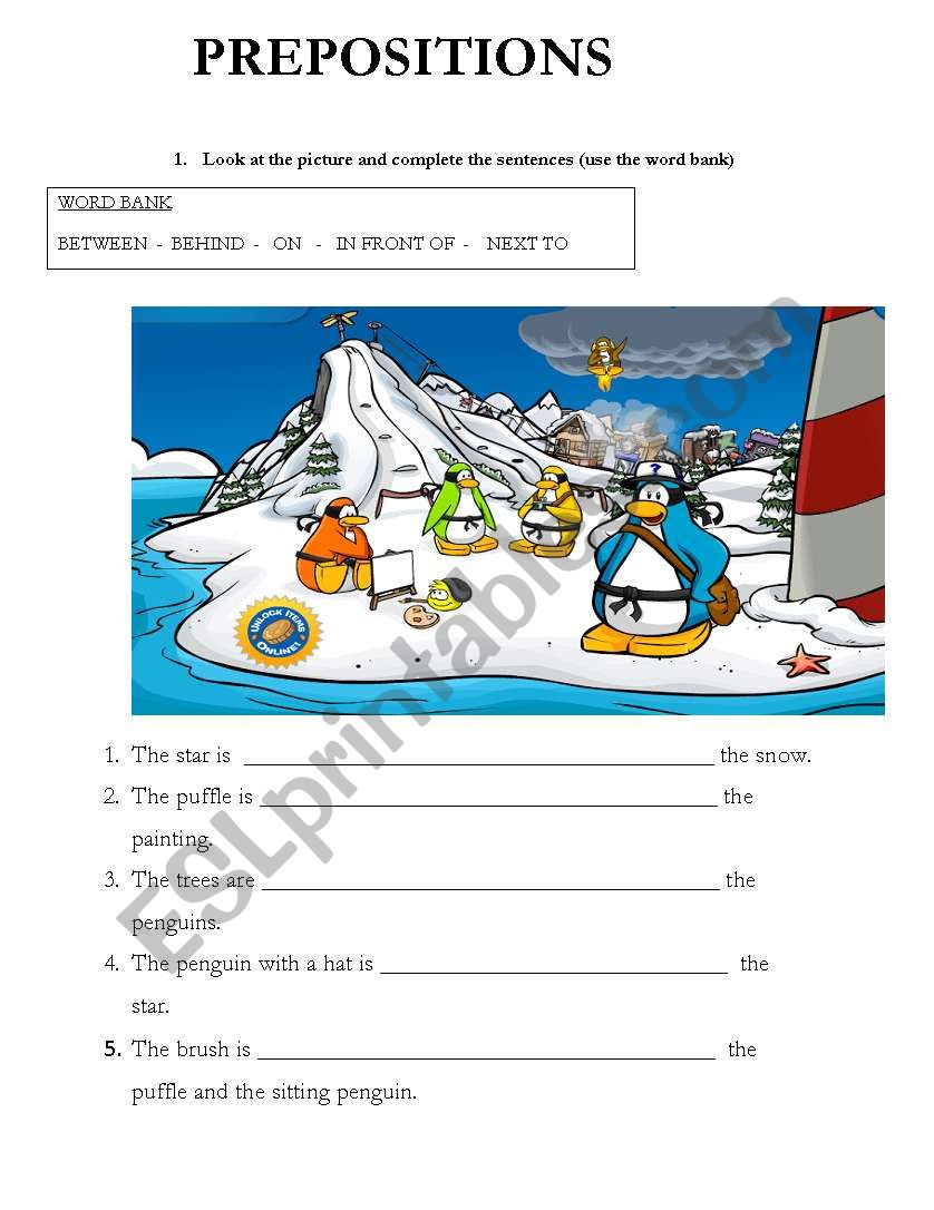 Prepositions worksheet