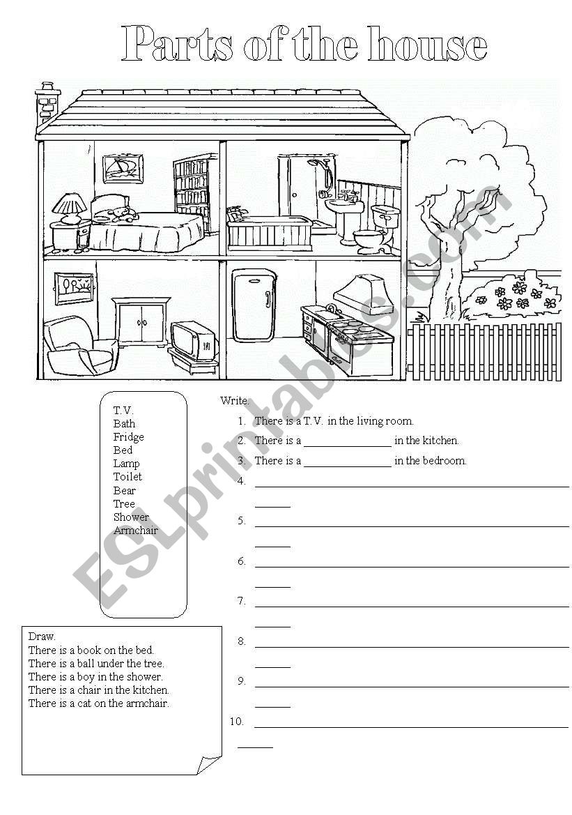 Parts of the house worksheet