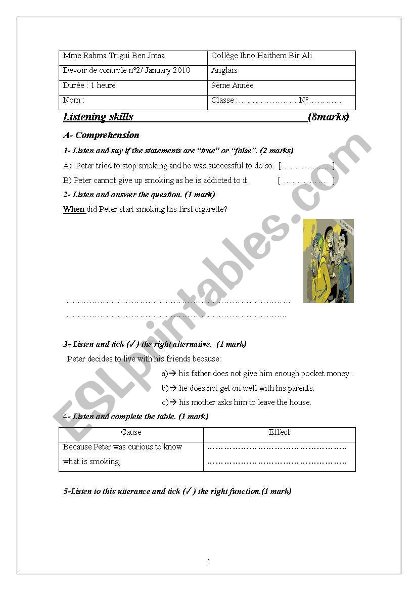 mid term test worksheet