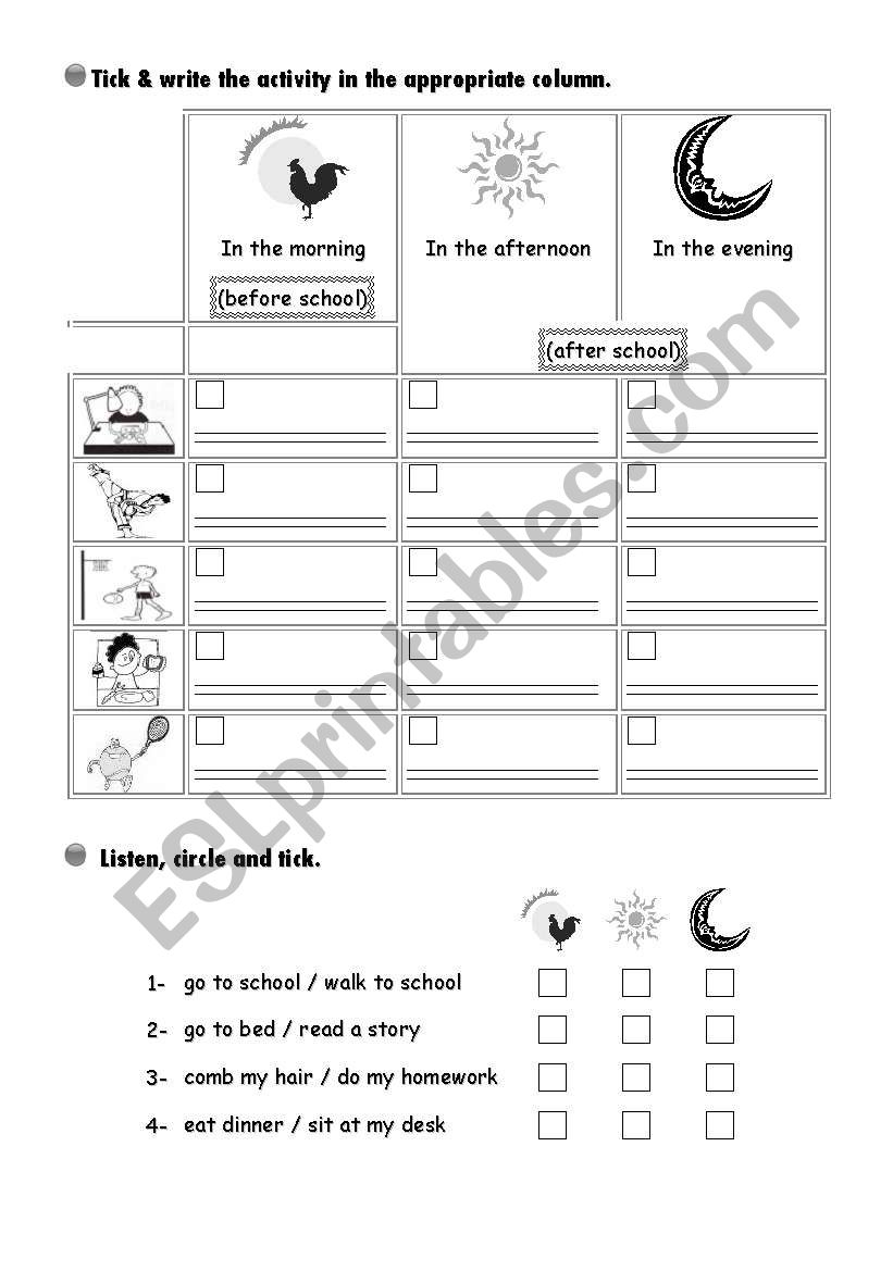 series of activities  worksheet