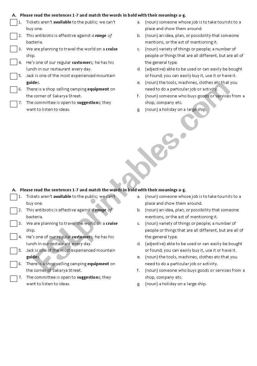 vocabpool worksheet