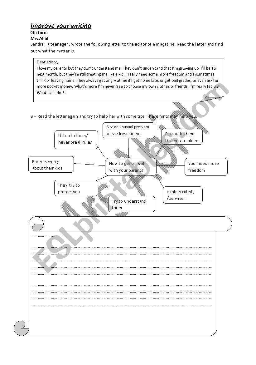 writing about family matters worksheet