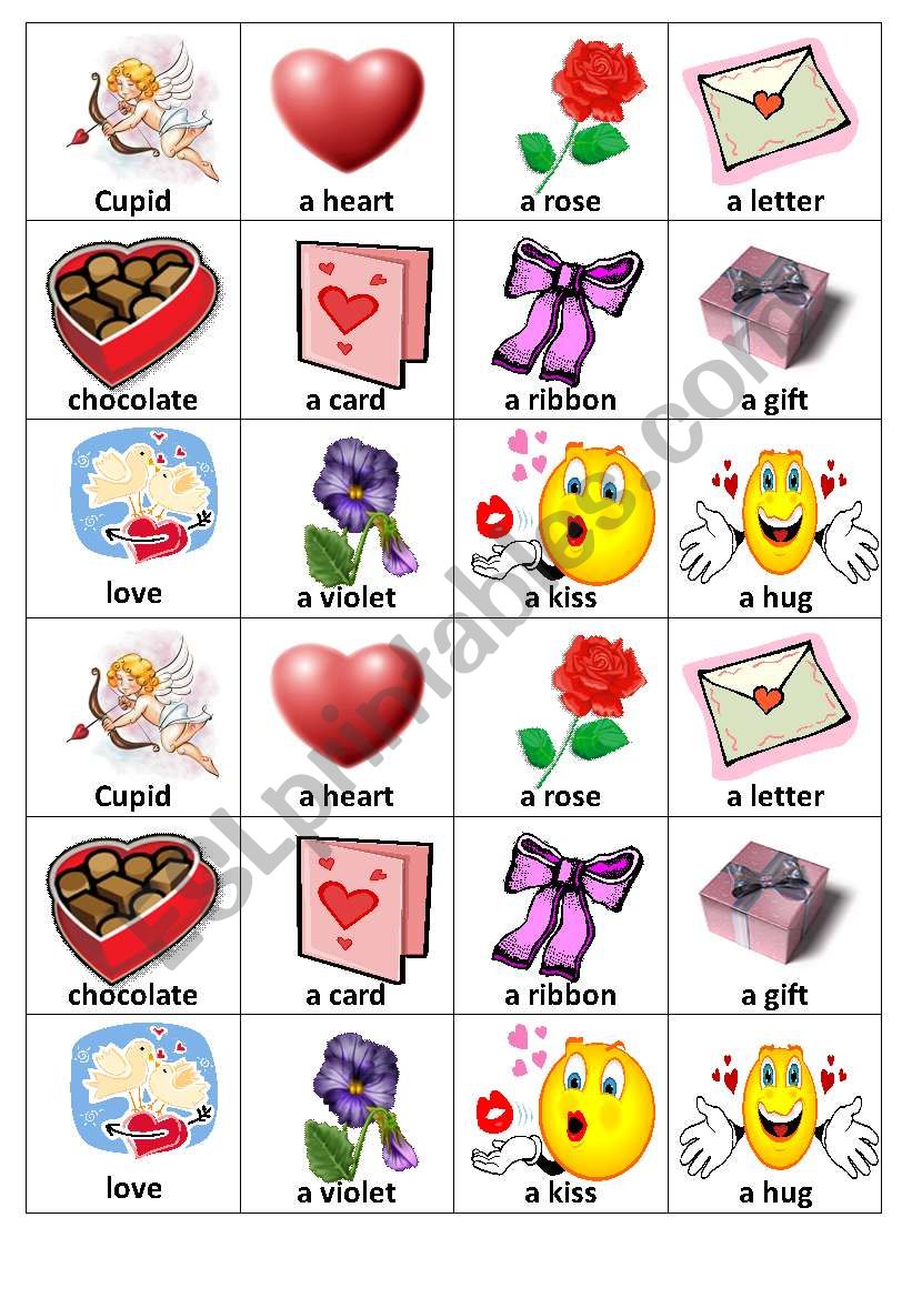 Valentines Day Memory Game worksheet