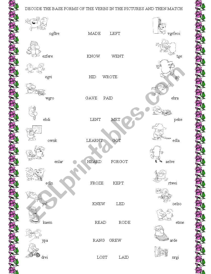 Irregular verbs 2 worksheet