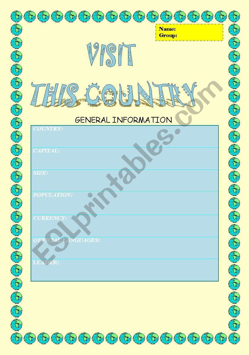 Project visit this country worksheet