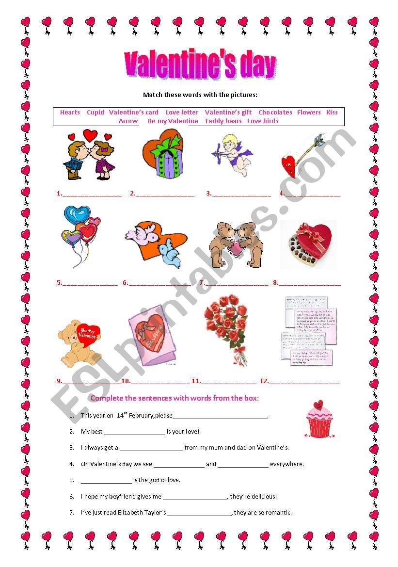 Happy ValentineÂ´s day! worksheet