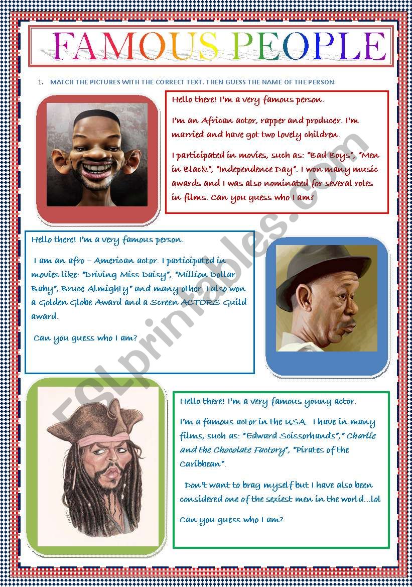 FAMOUS PEOPLE 3 worksheet