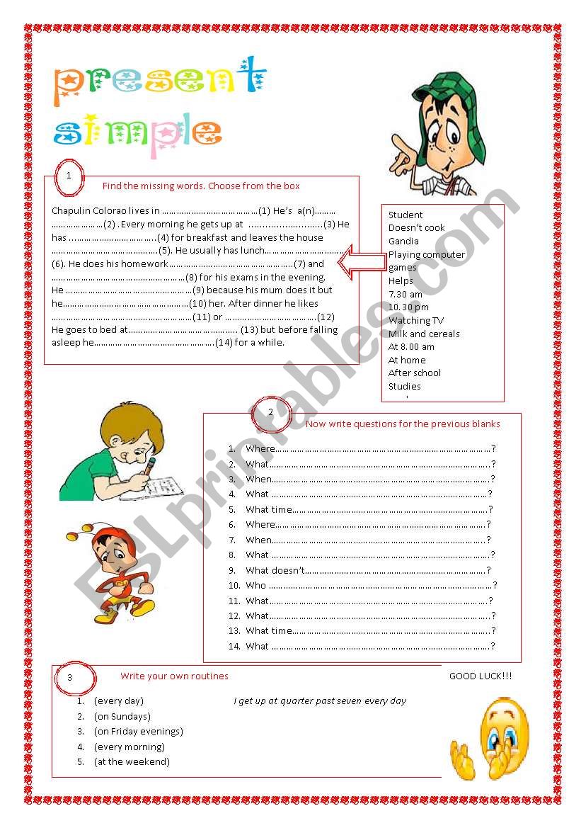 PRESENT SIMPLE   worksheet