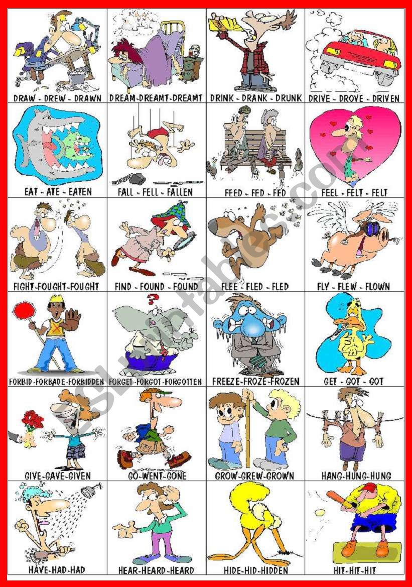 LIST OF IRREGULAR VERBS 2/5 worksheet