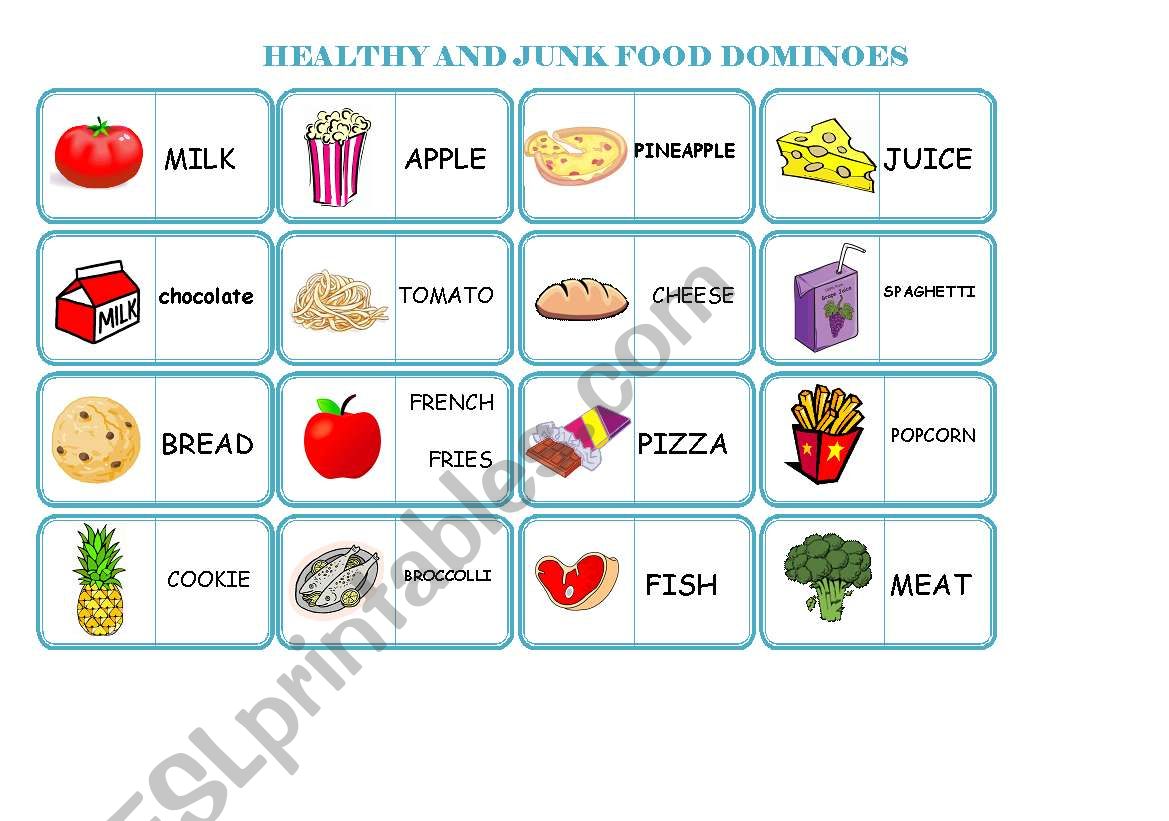 healthy and junk food dominoes