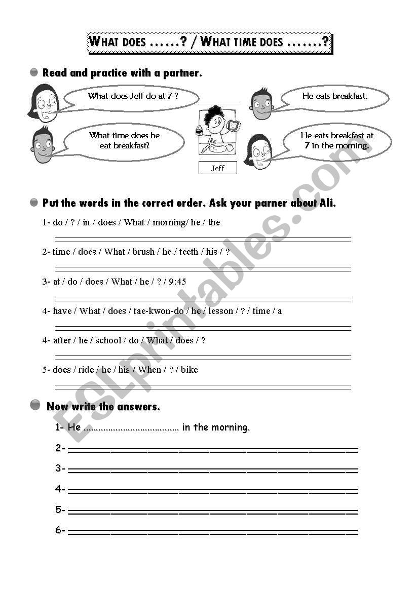 series of activities worksheet