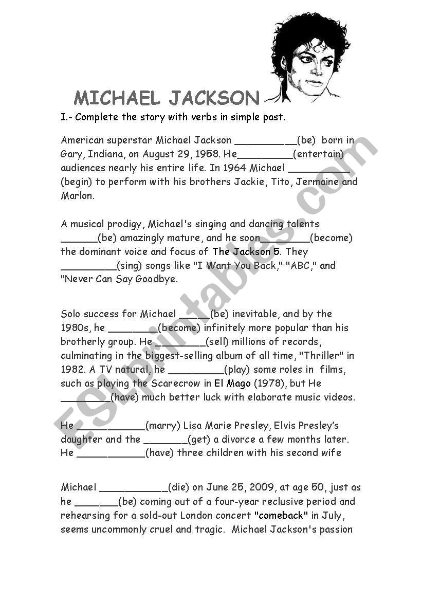 Reading comprehension Michael Jackson