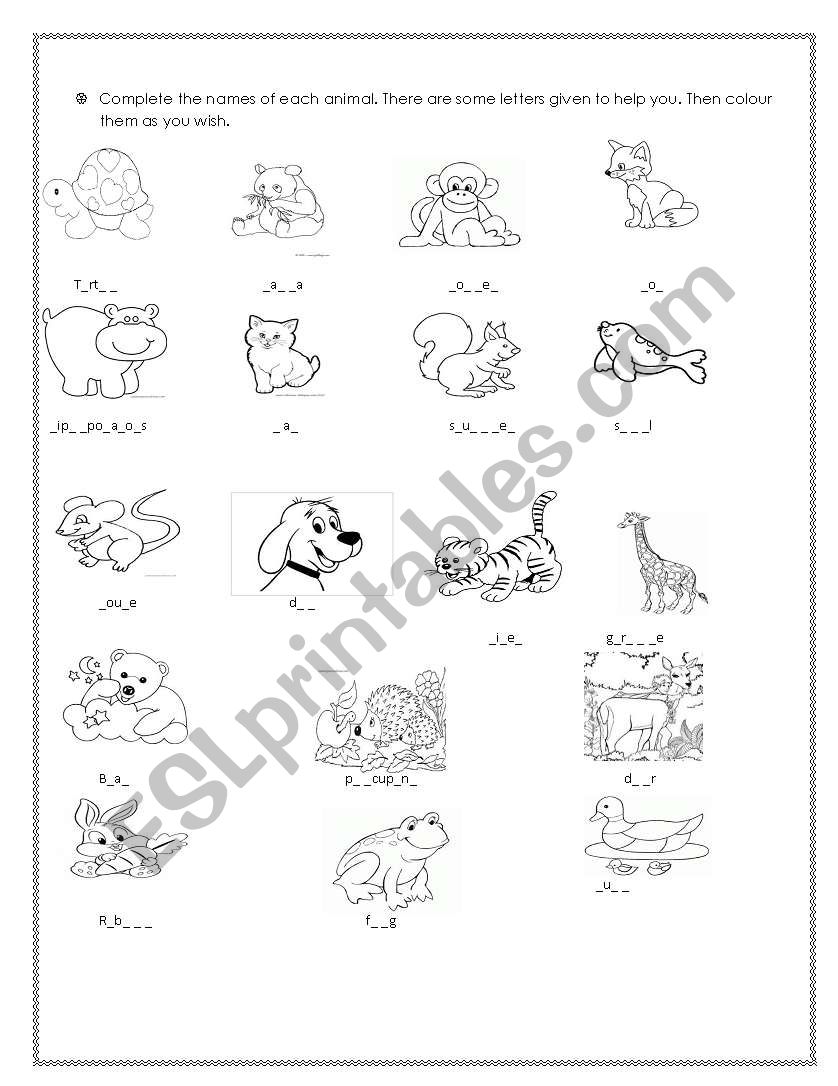 Cute Animals worksheet