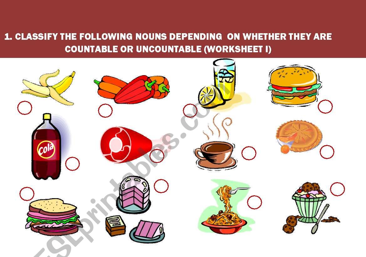 Uncountable and countable nouns (food)