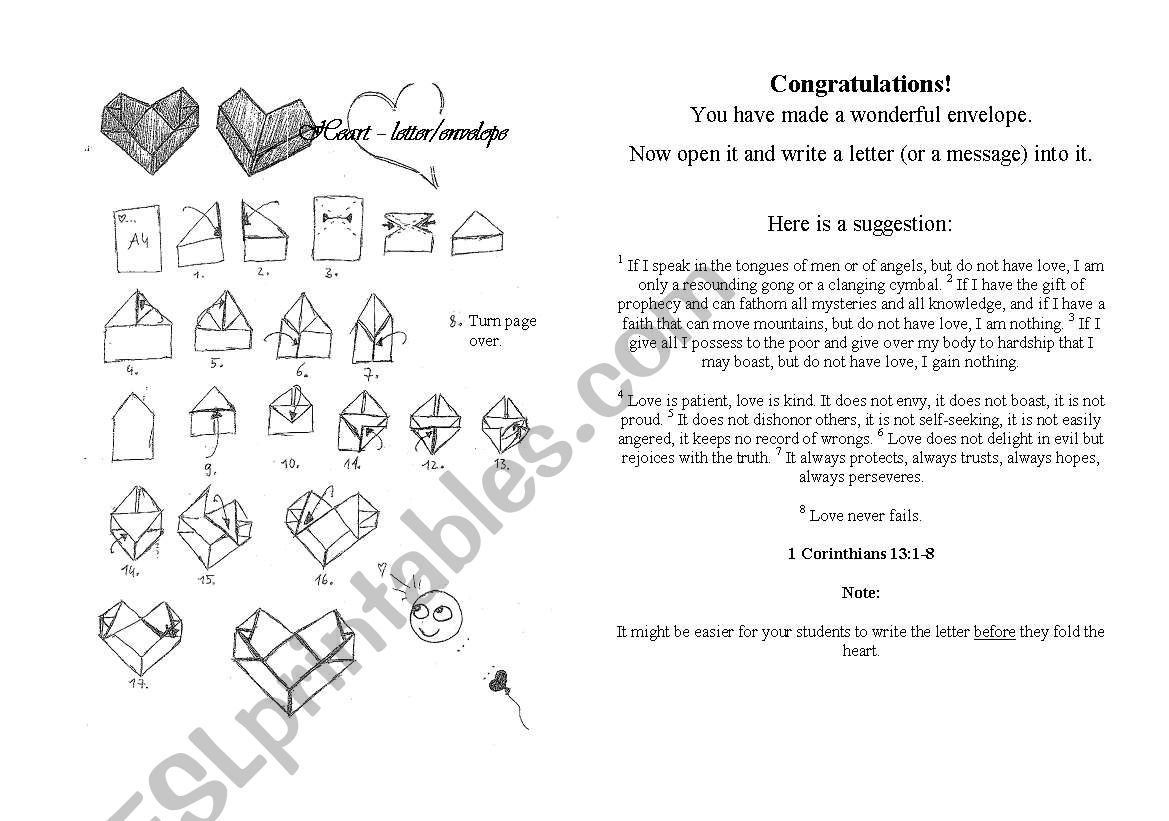 heart letter/envelope worksheet