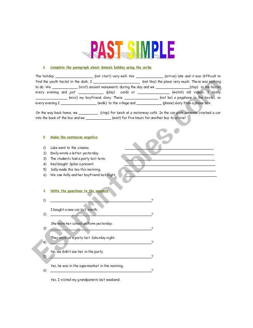 PAST SIMPLE worksheet