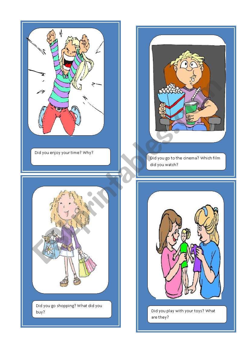 After midyear vacation speaking cards (set 1 of 2)