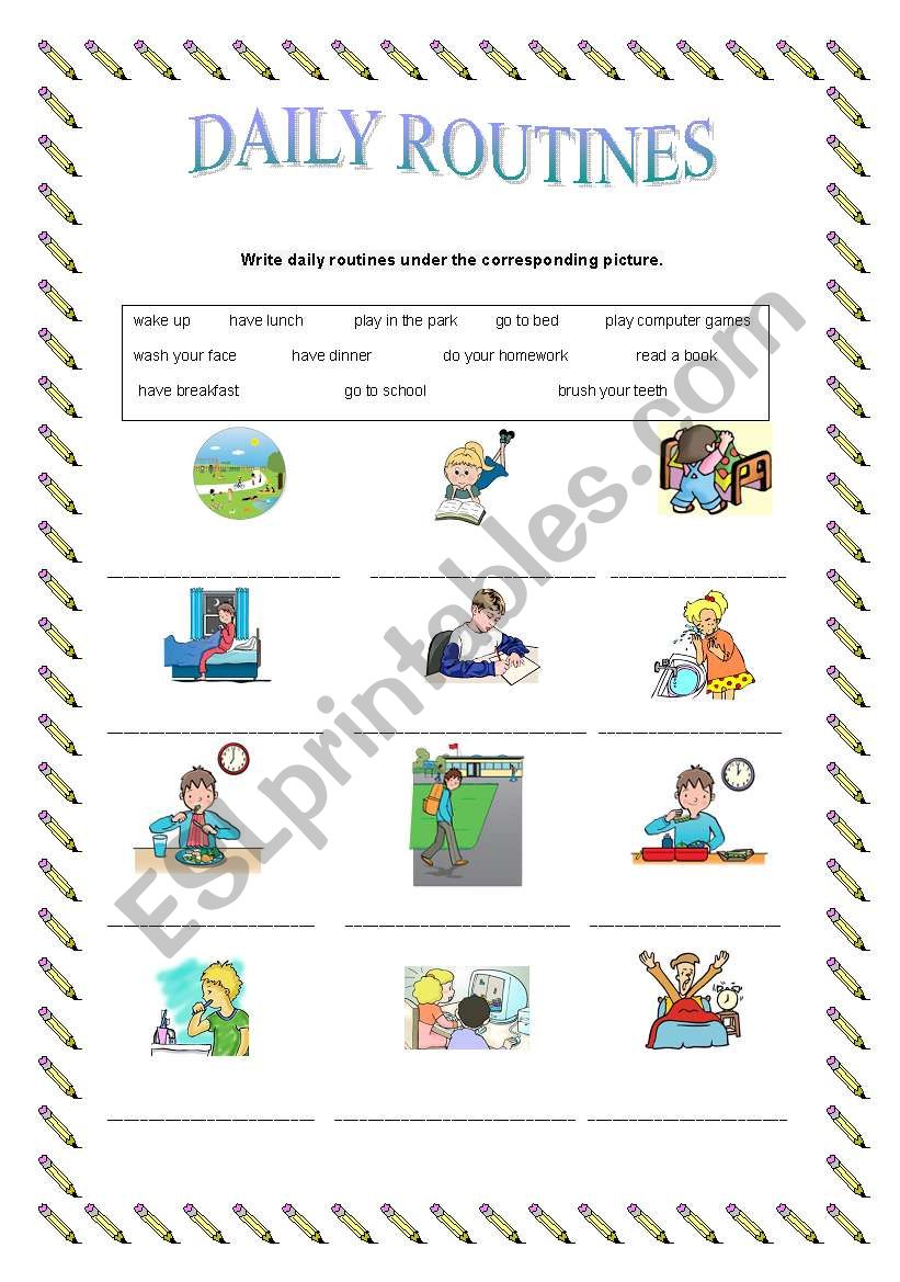 Daily routines worksheet