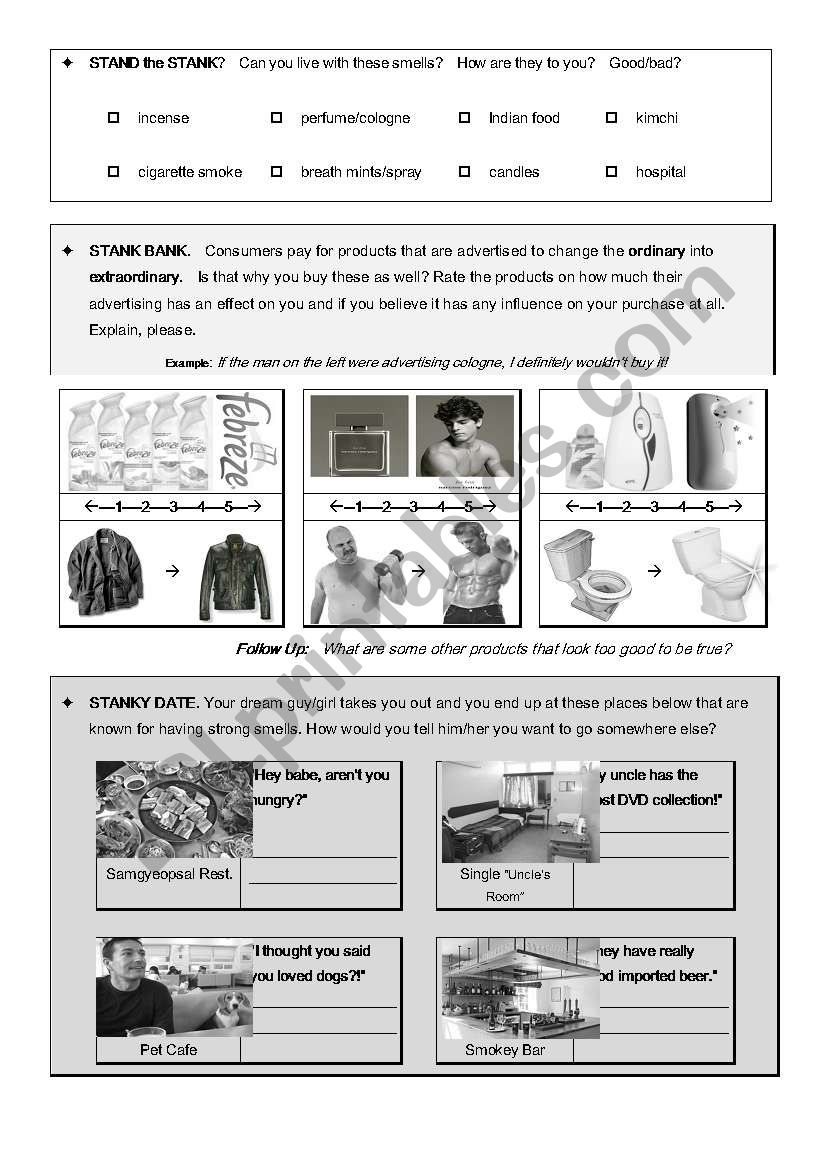 Stinky Scents worksheet