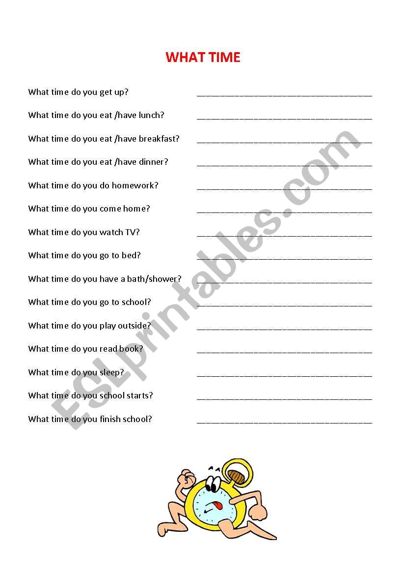 What time worksheet