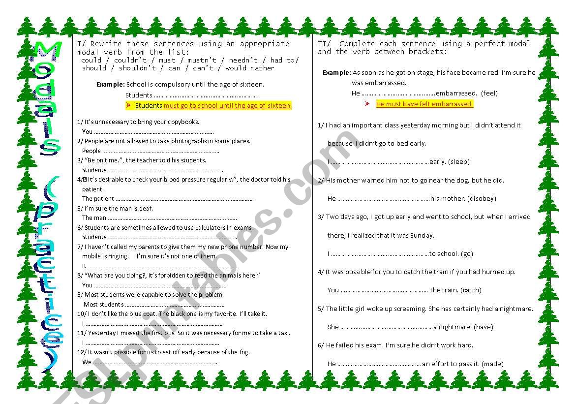 modals practice worksheet