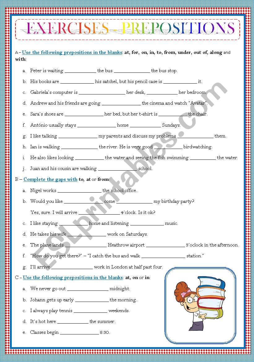 EXERCISES - PREPOSITIONS worksheet