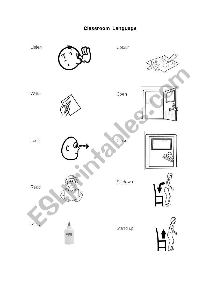 Classroom Language worksheet