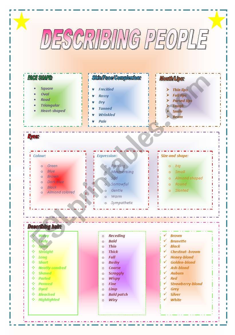 DESCRIBING PEOPLE  worksheet