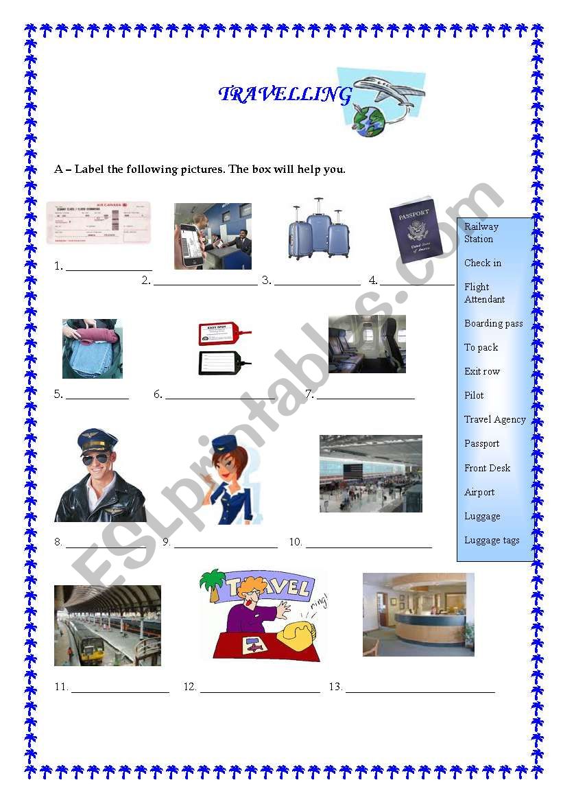 Travelling; business travels worksheet