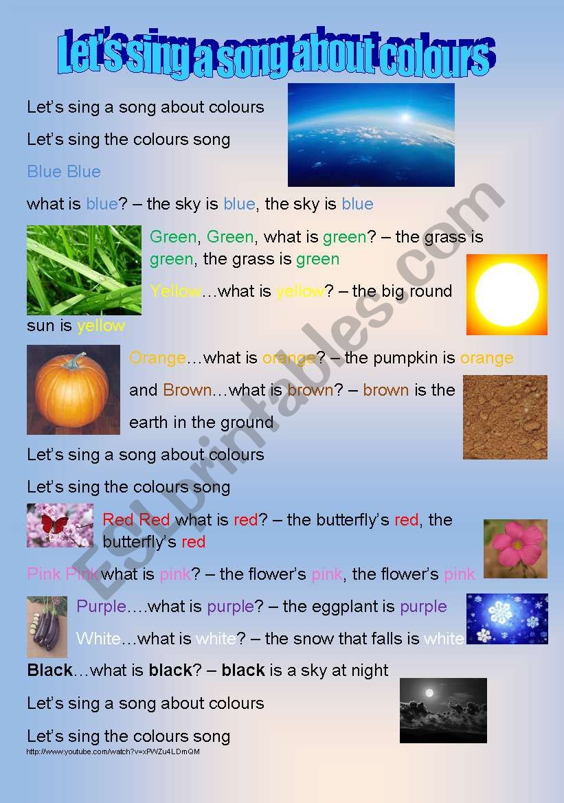 Song about colours worksheet