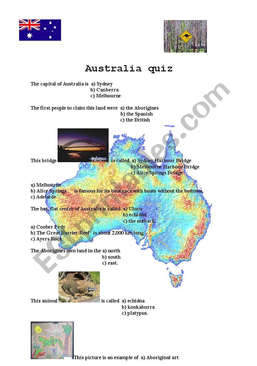 Australia quiz (follow up for Australia facts)