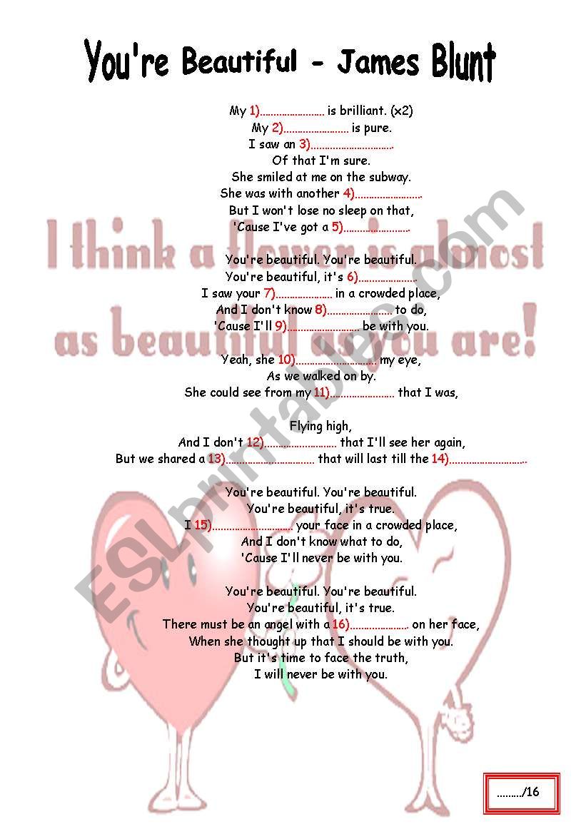 You re beautiful -James Blunt  + KEY
