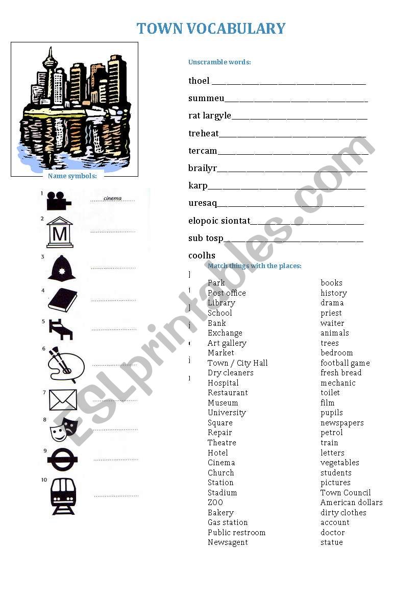 around the town worksheet