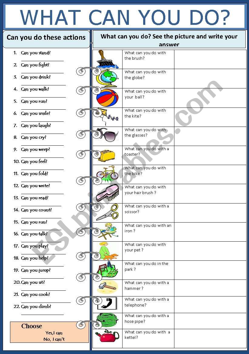 What can you do ? worksheet