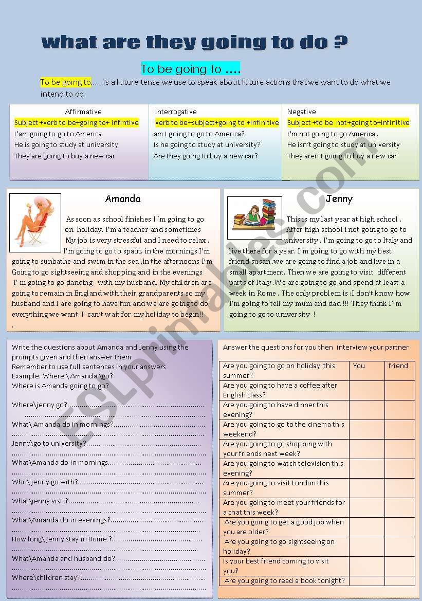 what are they going to do? worksheet