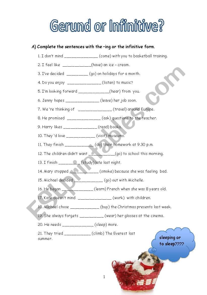 Gerund or Infinitive? worksheet