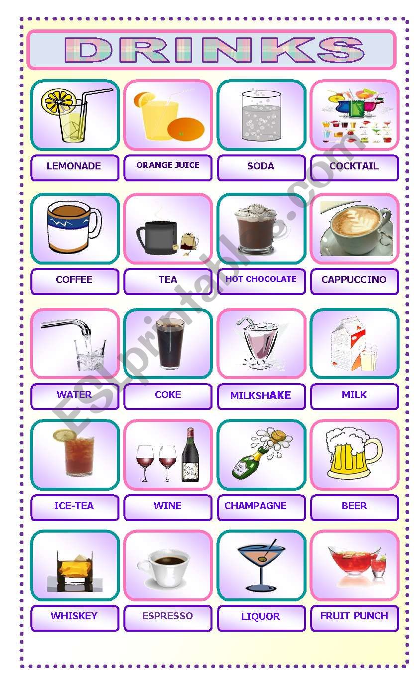 DRINKS worksheet