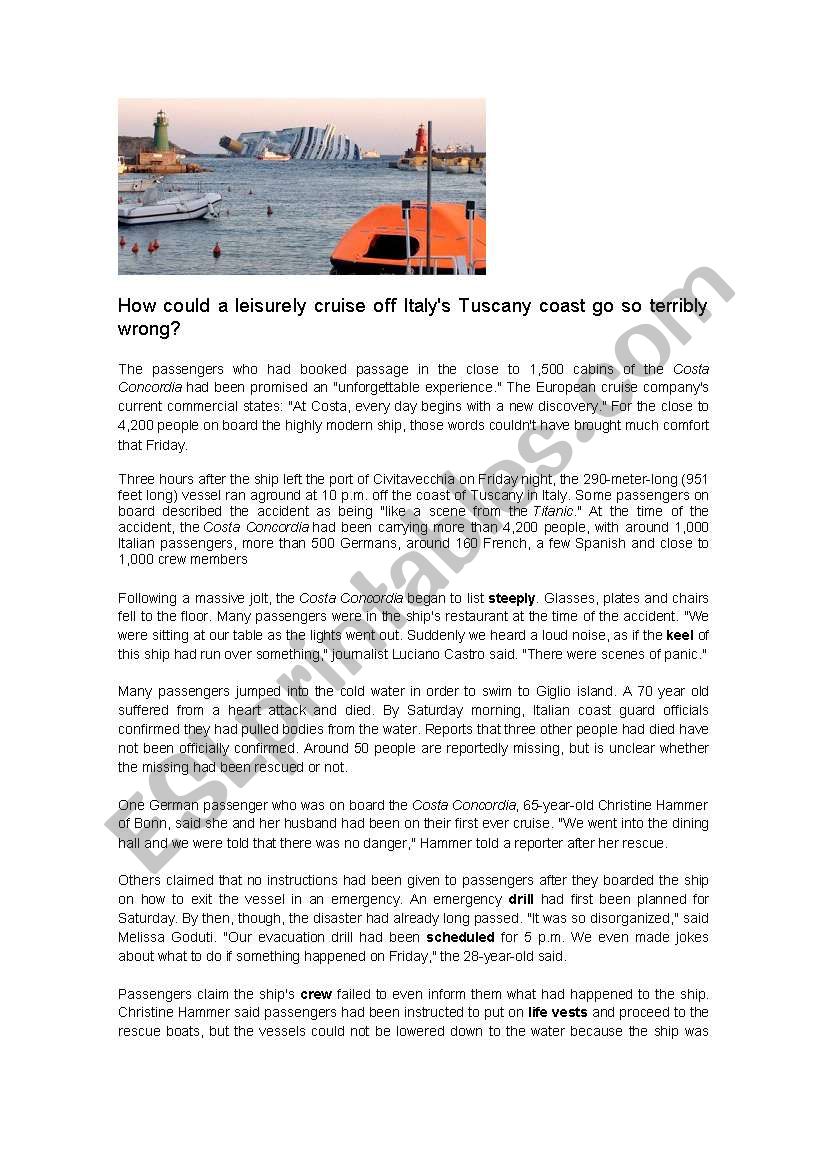 How could a leisurely cruise off ItalyÂ´s Tuscany coast go so terribly wrong?