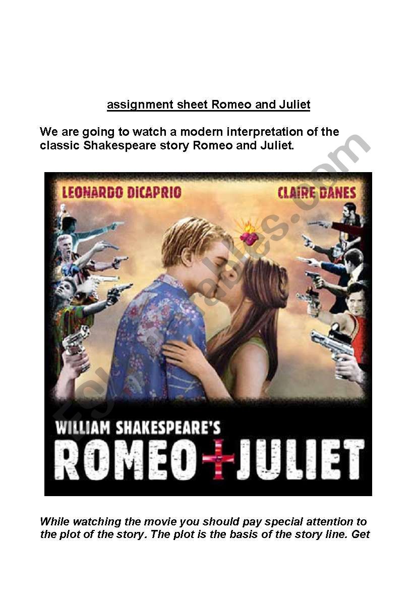 Romeo and Juliet worksheet