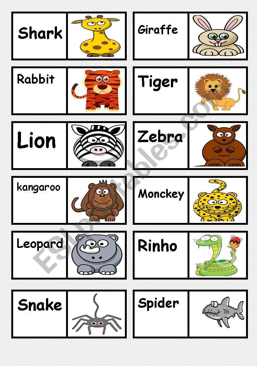 ANIMALS DOMINO. FULLY EDITABLE AS YOU TEACH OR LIKE   ( 2/3 )