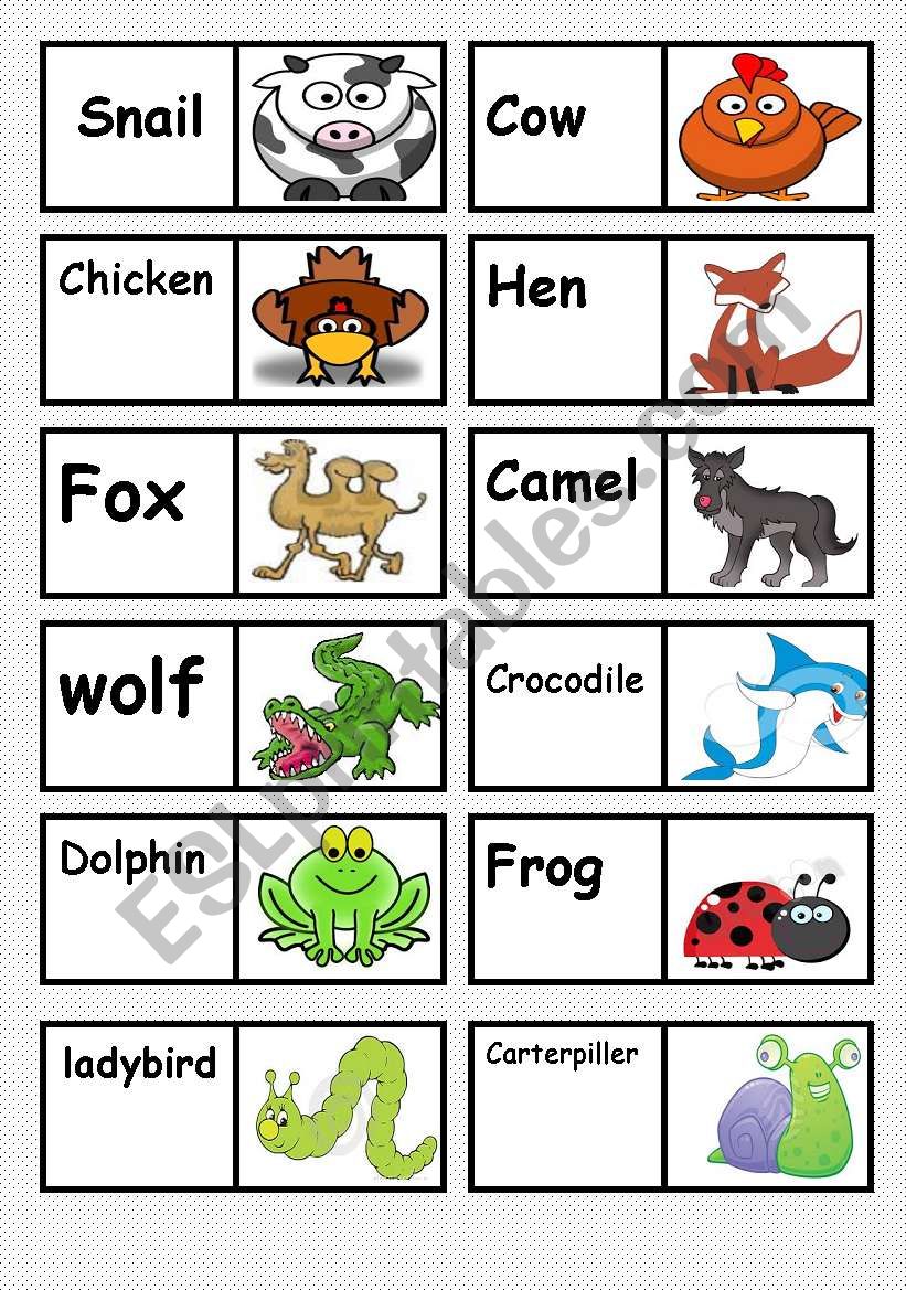 ANIMALS DOMINO. FULLY EDITABLE AS YOU TEACH OR LIKE ( 3/3 )