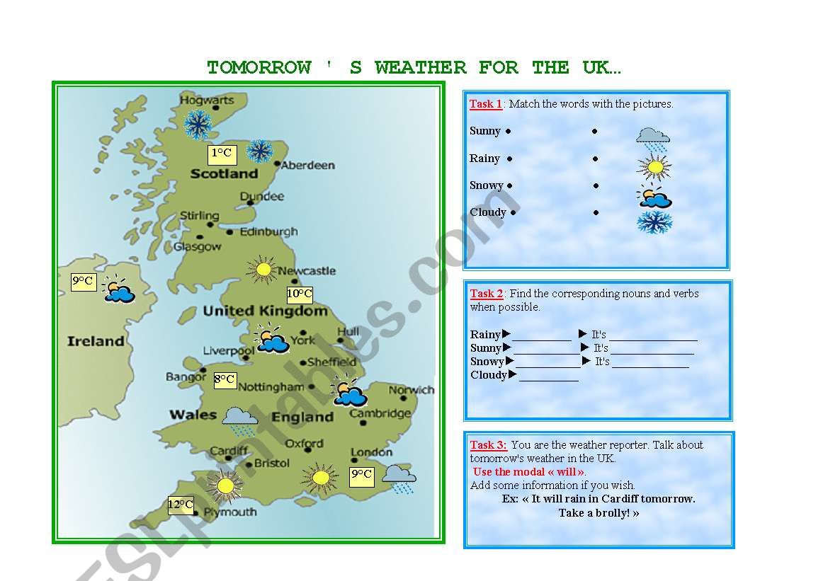 Tomorrows weather for the UK...