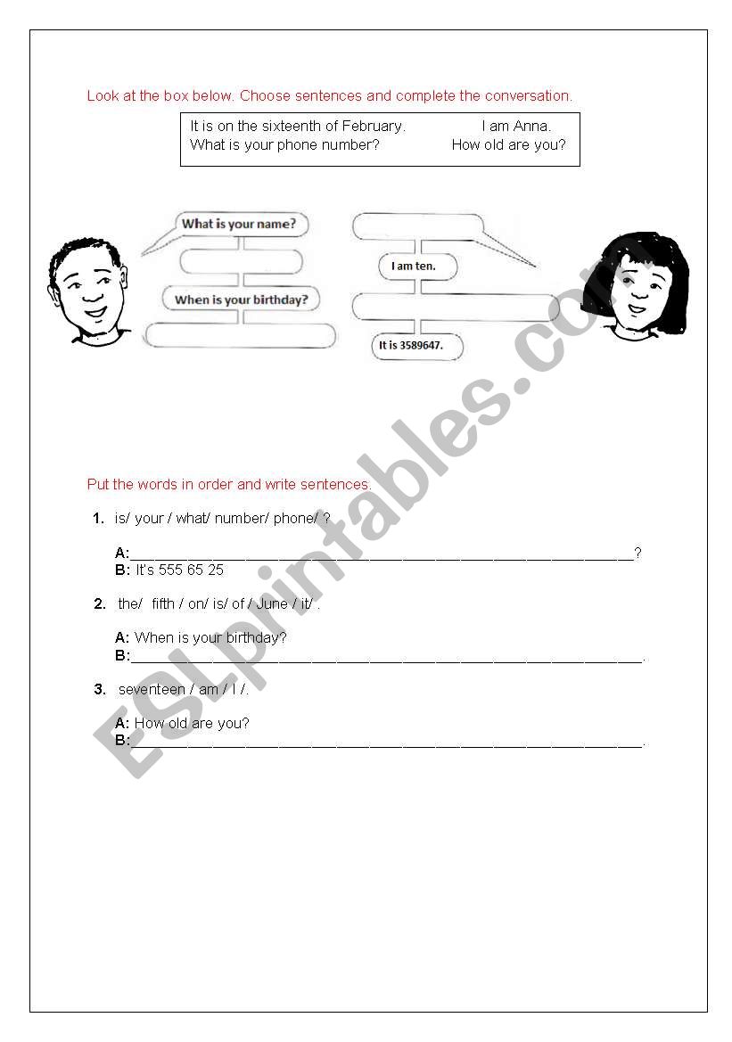 Conversation worksheet