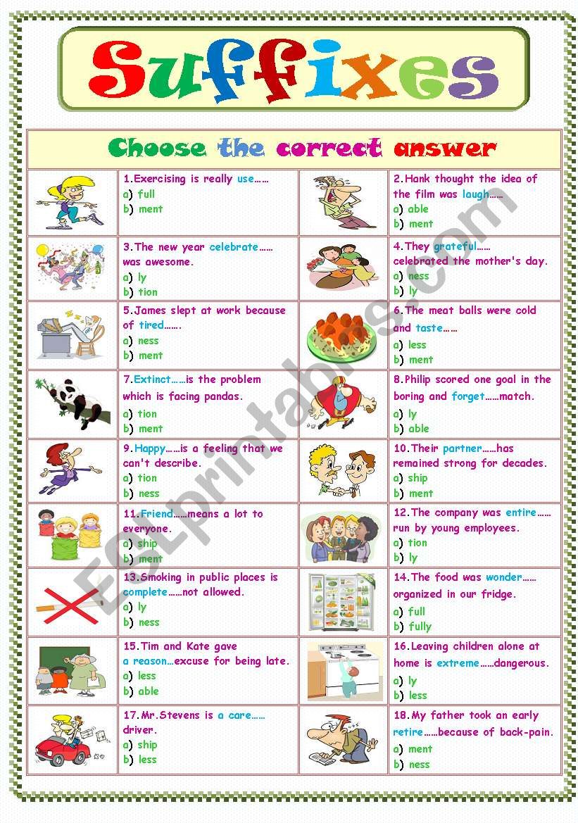 Suffixes .... worksheet