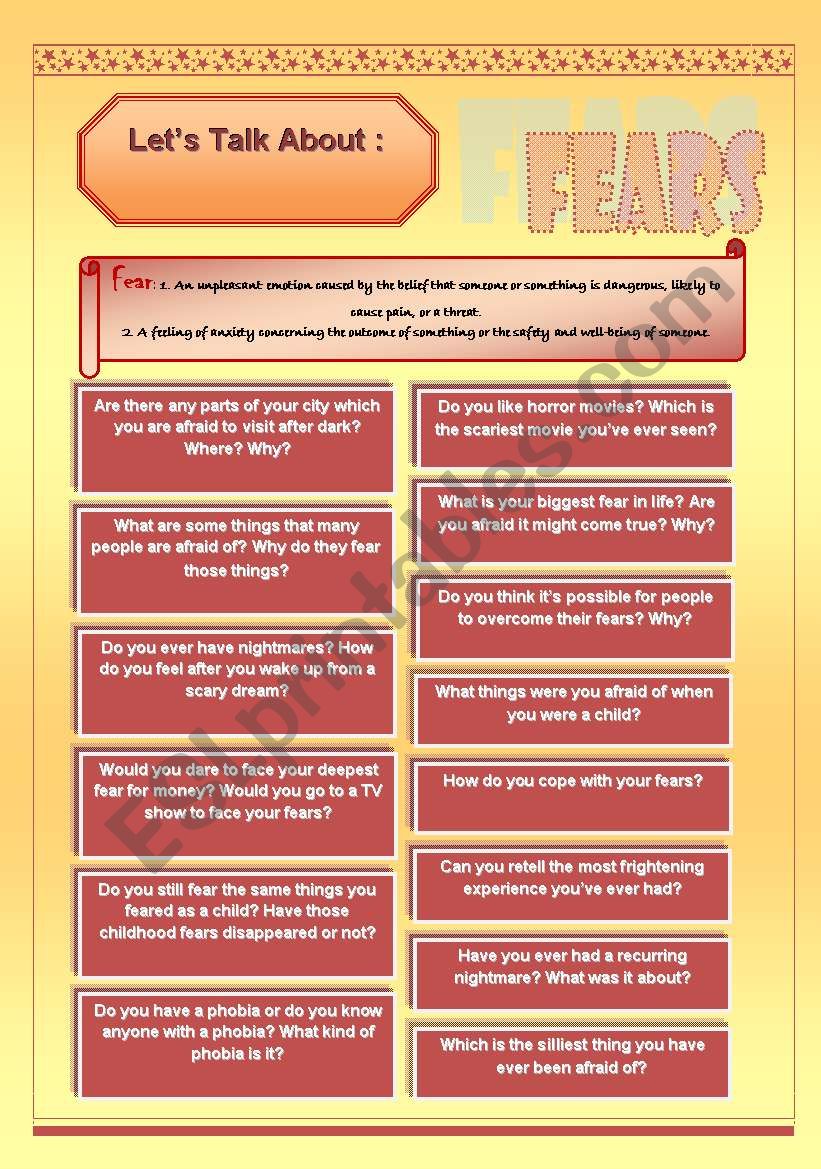 Conversation Starters - Lets talk about Fears