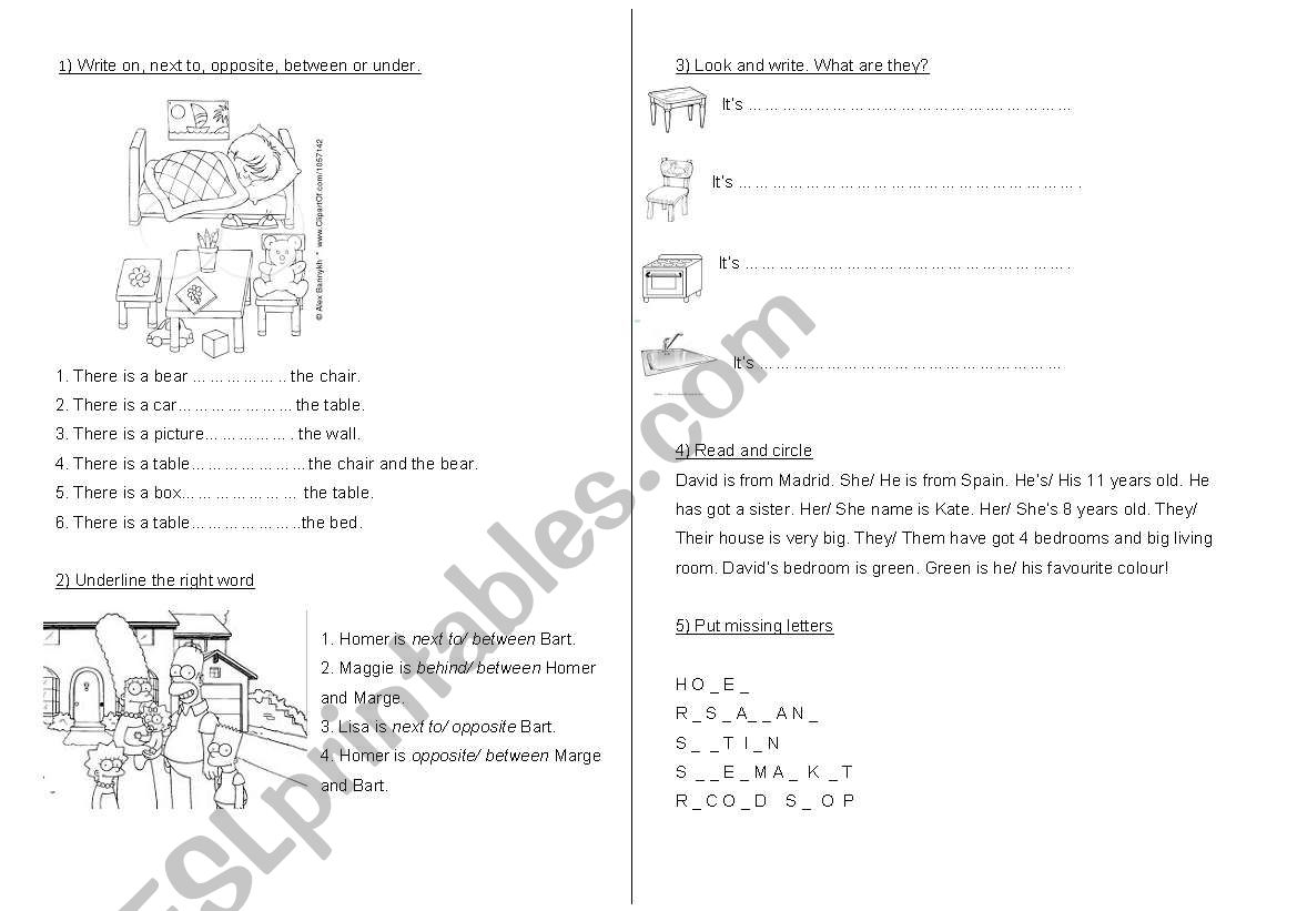 Revision/ test worksheet