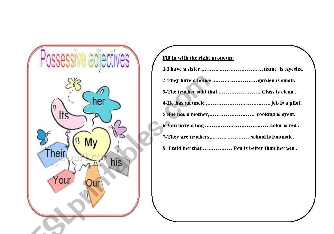 possessive adjectives worksheet