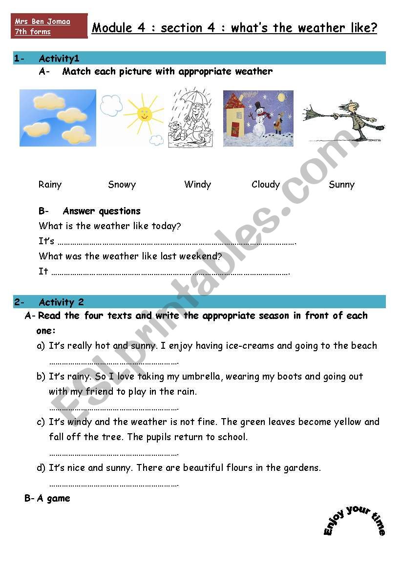 weather worksheet