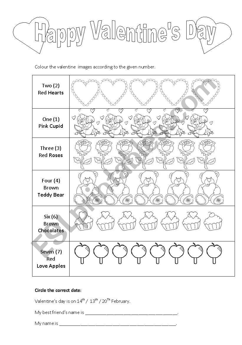 Valentiens Day worksheet