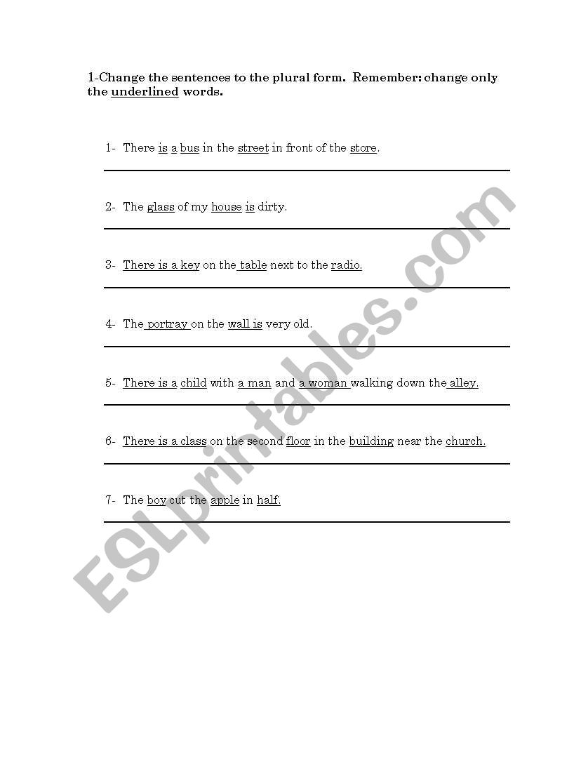 Plurals worksheet